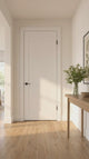 Shaker 1-Panel Solid Wood Door shown in a modern hallway