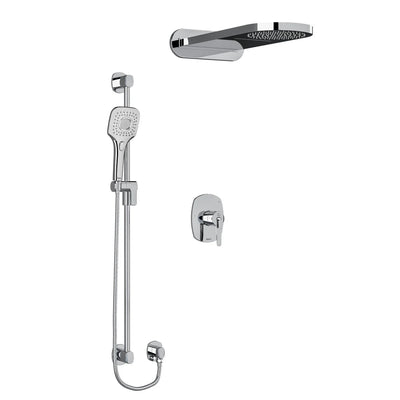 Riobel Venty 3-Way Shower System with Hand Shower Rail, Rain Shower Head, and Cascade Shower Head