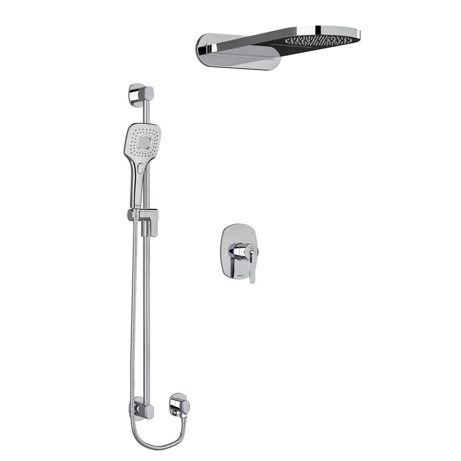 Riobel Venty 3-Way Shower System with Hand Shower Rail, Rain Shower Head, and Cascade Shower Head