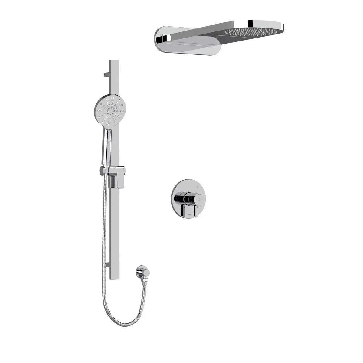 Riobel Paradox 3-Way Shower System with Handheld Shower Rail, Rainfall Shower Head, and Cascade Shower Head