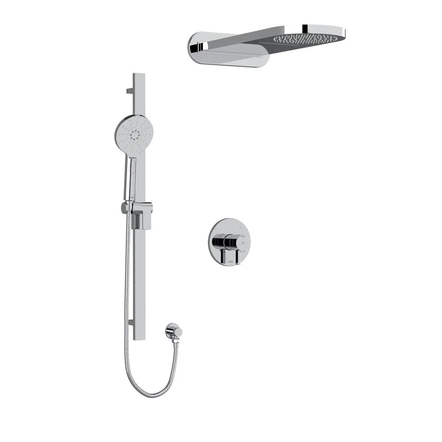 Riobel Paradox 3-Way Shower System with Handheld Shower Rail, Rainfall Shower Head, and Cascade Shower Head