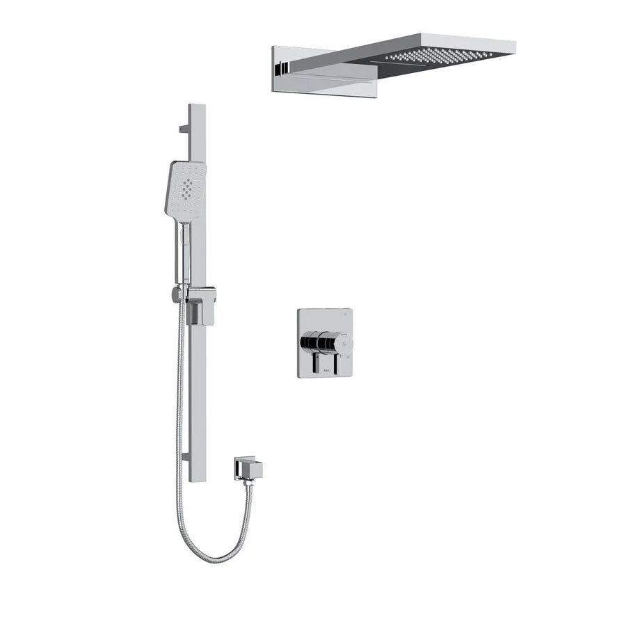 Riobel Paradox Square 3-Way Shower System with Hand Shower Rail, Rain Shower Head, and Cascade Shower Head
