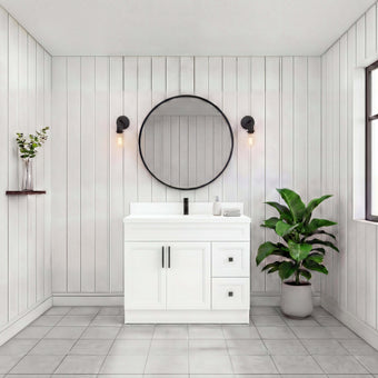 Tesoro 36" Shaker Bathroom Vanity With Quartz Countertop (Solid Wood)