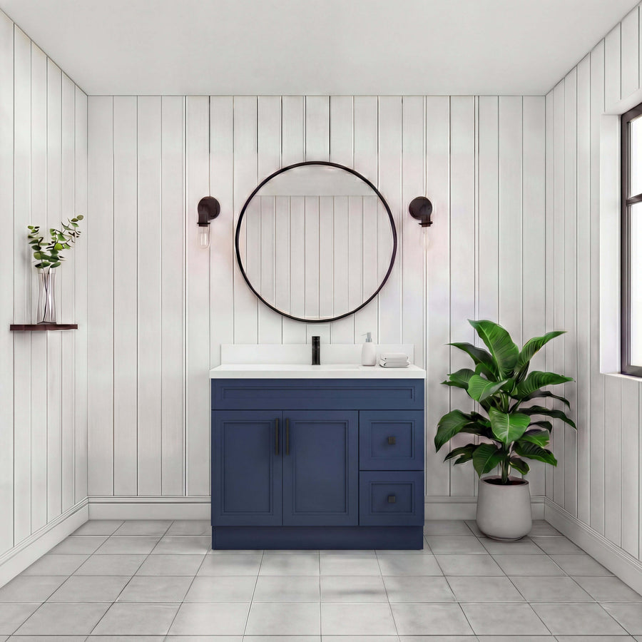 Tesoro 42" Shaker Bathroom Vanity With Quartz Countertop (Solid Wood)