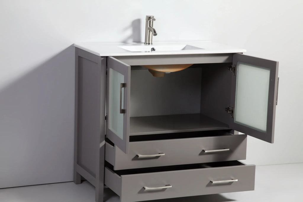 Vanity Art - Westmount 54" Single Sink Bathroom Vanity Set with Sink and Mirror - 2 Side Cabinets