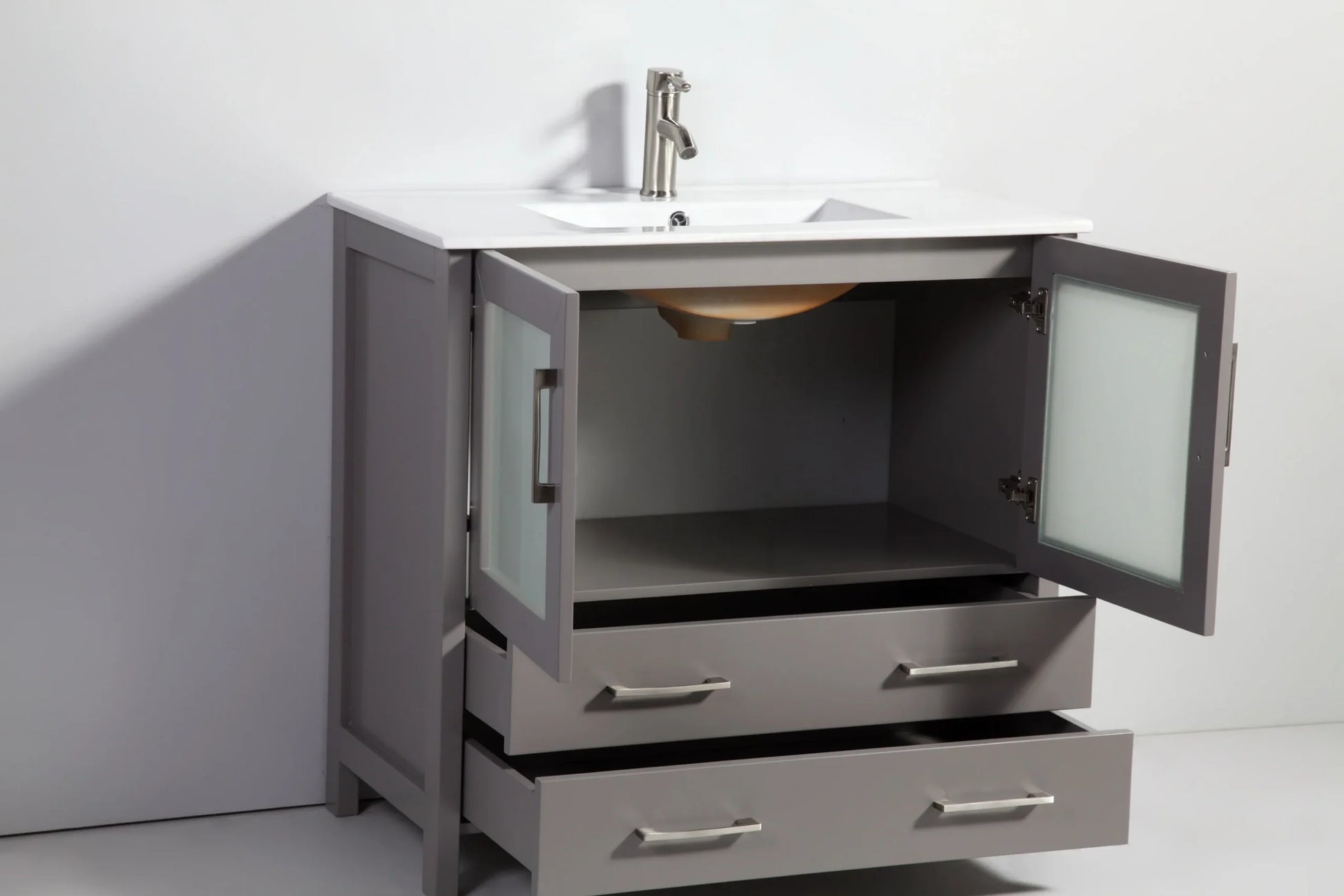 Vanity Art - Westmount 72" Double Sink Bathroom Vanity Set with Sink and Mirrors - 1 Side Cabinet