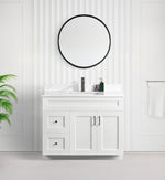 Tesoro 42" Shaker Bathroom Vanity With Quartz Countertop (Solid Wood)-Left Side Drawers