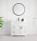 Tesoro 36" Shaker Bathroom Vanity With Quartz Countertop (MDF)-Left-Side Drawers