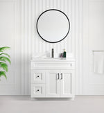 Tesoro 36" Shaker Bathroom Vanity With Quartz Countertop (MDF)-Left-Side Drawers