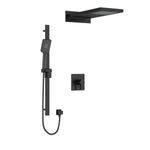 Riobel Paradox Square 3-Way Shower System with Hand Shower Rail, Rain Shower Head, and Cascade Shower Head