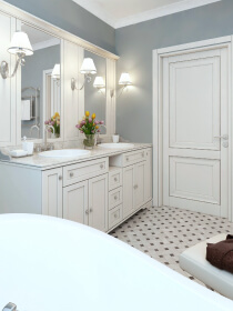 home care supply pristine bathroom featuring a white tub and sink
