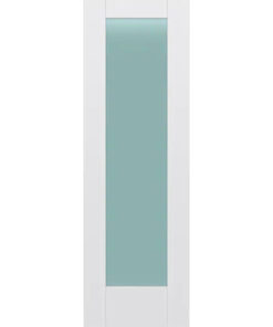 Frosted Glass 26 inch x 80 inch x 1 38 inch 1 Panel Interior Door Primed White With Tempered Glass.jpg