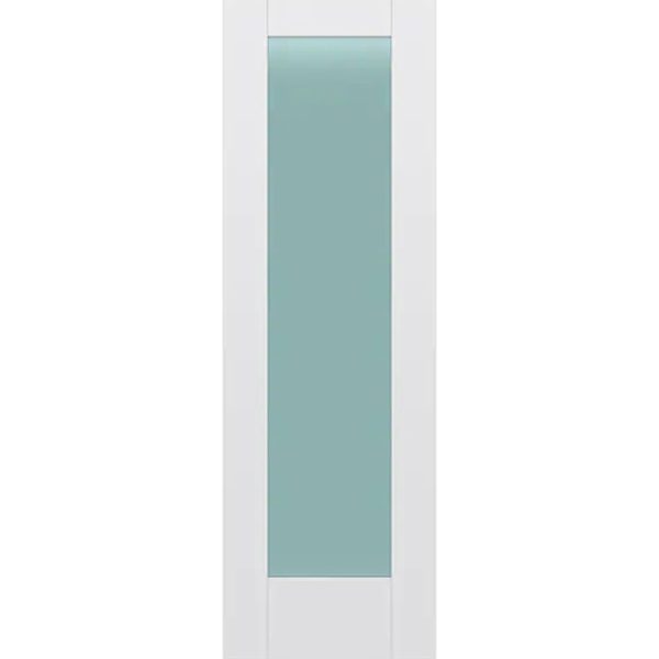 Frosted Glass 26 inch x 80 inch x 1 38 inch 1 Panel Interior Door Primed White With Tempered Glass.jpg