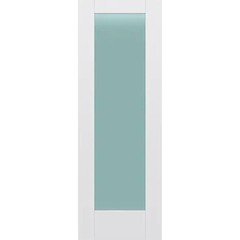 Frosted Glass 28 inch x 80 inch x 1 38 inch 1 Panel Interior Door Primed White With Tempered Glass.jpg