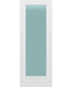 Frosted Glass 30 inch x 80 inch x 1 38 inch 1 Panel Interior Door Primed White With Tempered Glass.jpg