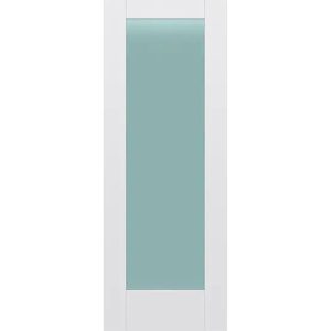 Frosted Glass 30 inch x 80 inch x 1 38 inch 1 Panel Interior Door Primed White With Tempered Glass.jpg
