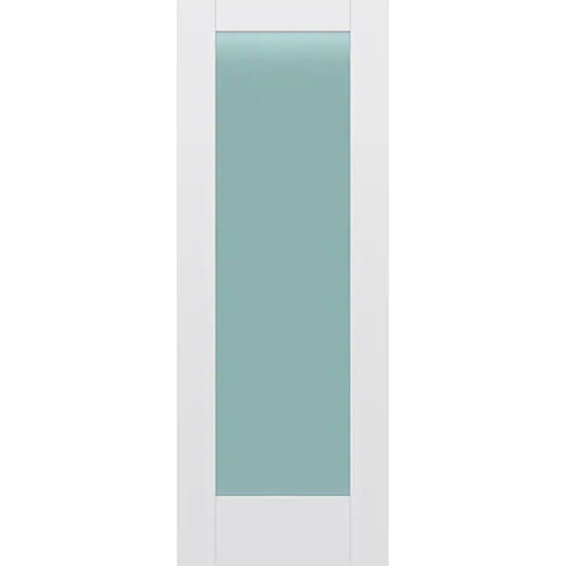 Frosted Glass 30 inch x 80 inch x 1 38 inch 1 Panel Interior Door Primed White With Tempered Glass.jpg