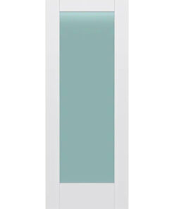 Frosted Glass 32 inch x 80 inch x 1 38 inch 1 Panel Interior Door Primed White With Tempered Glass.jpg