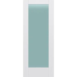 Frosted Glass 32 inch x 80 inch x 1 38 inch 1 Panel Interior Door Primed White With Tempered Glass.jpg