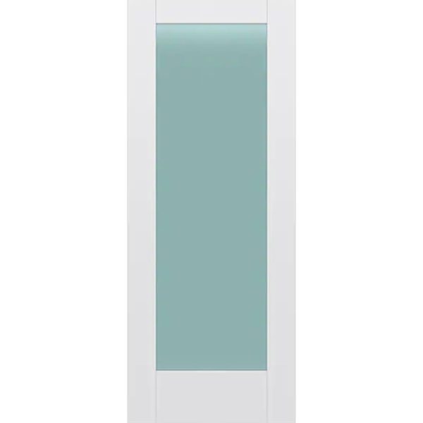 Frosted Glass 32 inch x 80 inch x 1 38 inch 1 Panel Interior Door Primed White With Tempered Glass.jpg