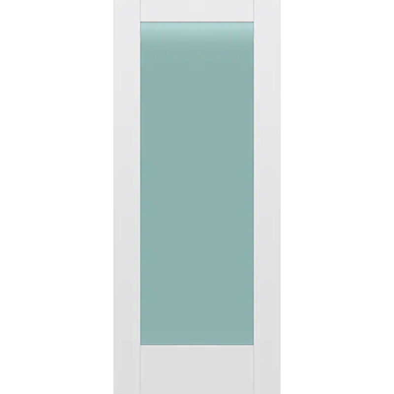 Frosted Glass 34 inch x 80 inch x 1 38 inch 1 Panel Interior Door Primed White With Tempered Glass.jpg