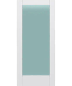 Frosted Glass 36 inch x 80 inch x 1 38 inch 1 Panel Interior Door Primed White With Tempered Glass.jpg