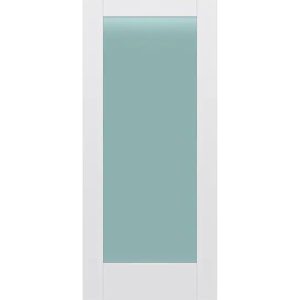 Frosted Glass 36 inch x 80 inch x 1 38 inch 1 Panel Interior Door Primed White With Tempered Glass.jpg