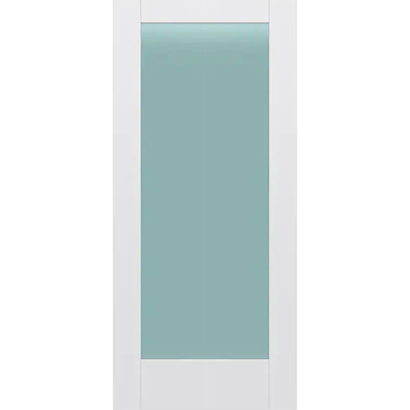 Frosted Glass 36 inch x 80 inch x 1 38 inch 1 Panel Interior Door Primed White With Tempered Glass.jpg