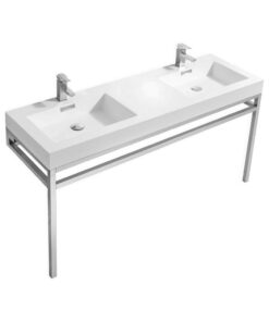 Haus 60 Double Sink Stainless Steel Console With White Acrylic Sink 5.jpg