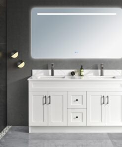 Tesoro 60 Double Sink Shaker Bathroom Vanity With Quartz Countertop MDF 1