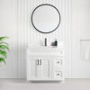 Tesoro 36″ White Shaker Bathroom Vanity With Quartz Countertop (Solid Wood)