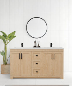 Bridgeport 60 Solid Wood Double Sink Vanity with Quartz Countertop