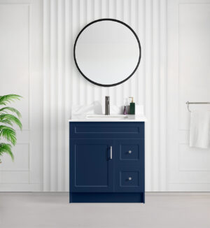 Tesoro 30″ Shaker Bathroom Vanity In Blue With Quartz Countertop (MDF) 1