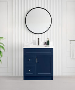 Tesoro 30″ Shaker Bathroom Vanity In Blue With Quartz Countertop (MDF)