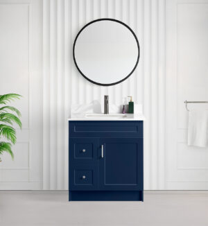 Tesoro 30″ Shaker Bathroom Vanity In Blue With Quartz Countertop (MDF)