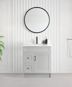 Tesoro 30″ Shaker Bathroom Vanity In Grey With Quartz Countertop (MDF)