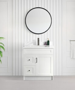 Tesoro 30″ Shaker Bathroom Vanity In white With Quartz Countertop (MDF) 1