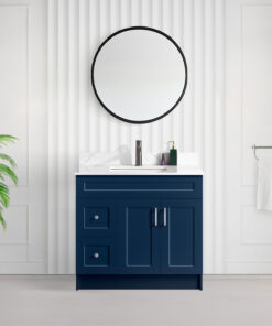 Tesoro 36″ Shaker Bathroom Vanity In Blue With Quartz Countertop (MDF)