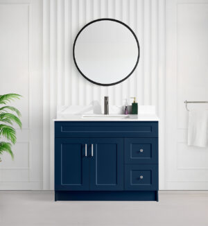 Tesoro 42″ Shaker Bathroom Vanity In Blue With Quartz Countertop (MDF)