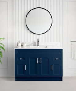 Tesoro 48″ Shaker Bathroom Vanity In Blue With Quartz Countertop (MDF)