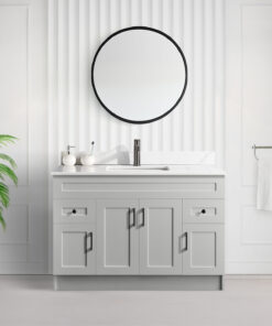 Tesoro 48″ Shaker Bathroom Vanity In Grey With Quartz Countertop (MDF)