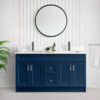 Tesoro 60 Double Sink Shaker Bathroom Vanity In Blue With Quartz Countertop (MDF)