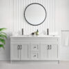 Tesoro 60 Double Sink Shaker Bathroom Vanity In Grey With Quartz Countertop (MDF)