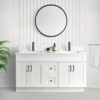 Tesoro 60 Double Sink Shaker Bathroom Vanity In White With Quartz Countertop (MDF)