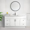 Tesoro 60″ Single Sink Shaker Bathroom Vanity In White With Quartz Countertop (MDF)