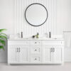 Tesoro 72″ White Double Sink Shaker Bathroom Vanity With Quartz Countertop (Solid Wood)