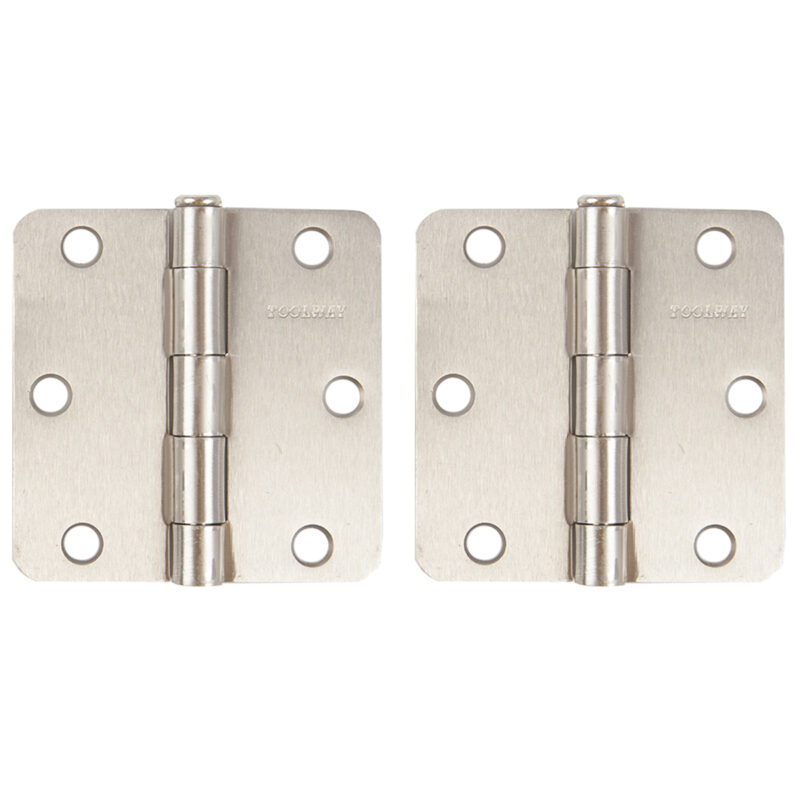 0001363 2pc door hinge 3in x 3in x 2mm round corner in brushed nickel steel