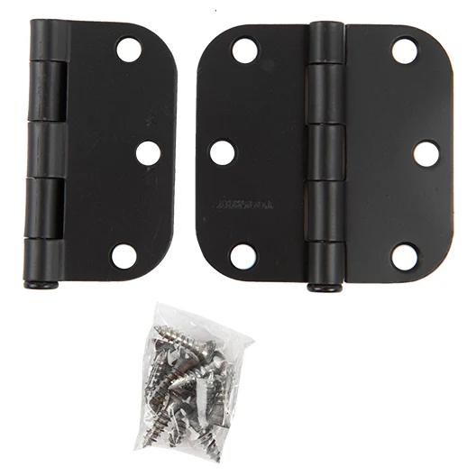 0001368 2pc door hinge 3 a in x 3 a in round corner 58in black steel